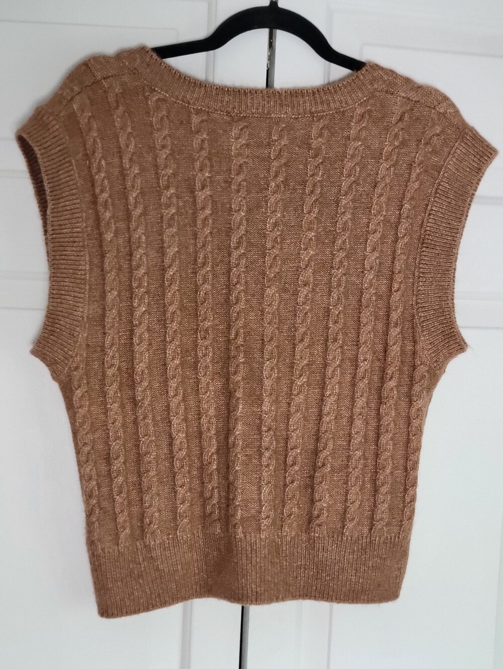 Cupcakes & Cashmere Cable Knit V-Neck Sweater Vest in Camel - Picture 2 of 5